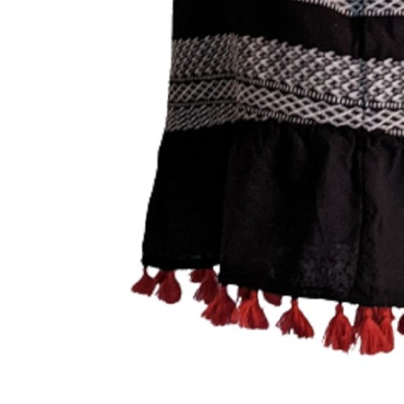 Ana Black White Bo-Ho Inspired Tassel Tank XL NWT - Picture 6 of 10
